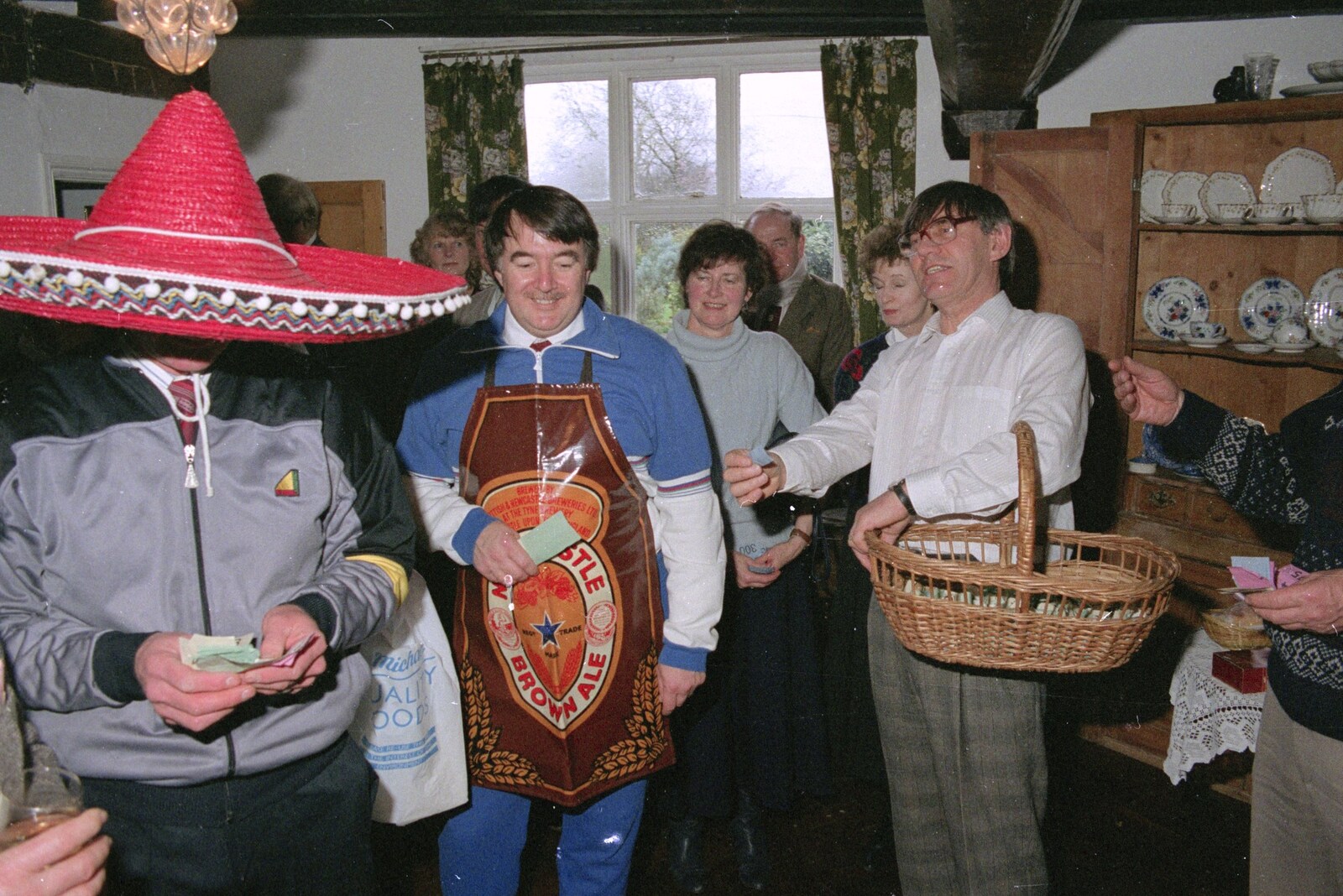 Derek reads out the winning ticket from Pancake Day in Starston, Norfolk - 27th February 1990