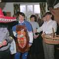 Derek reads out the winning ticket, Pancake Day in Starston, Norfolk - 27th February 1990