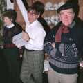 Derek pauses to prop the farmhouse up, Pancake Day in Starston, Norfolk - 27th February 1990