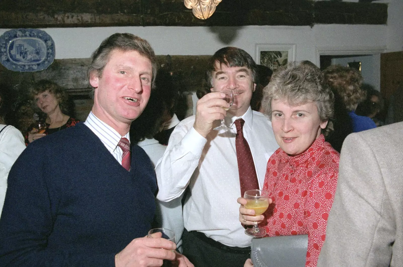 Geoff, David and Linda, from Pancake Day in Starston, Norfolk - 27th February 1990