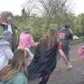 The ladies leg it down the lane, Pancake Day in Starston, Norfolk - 27th February 1990