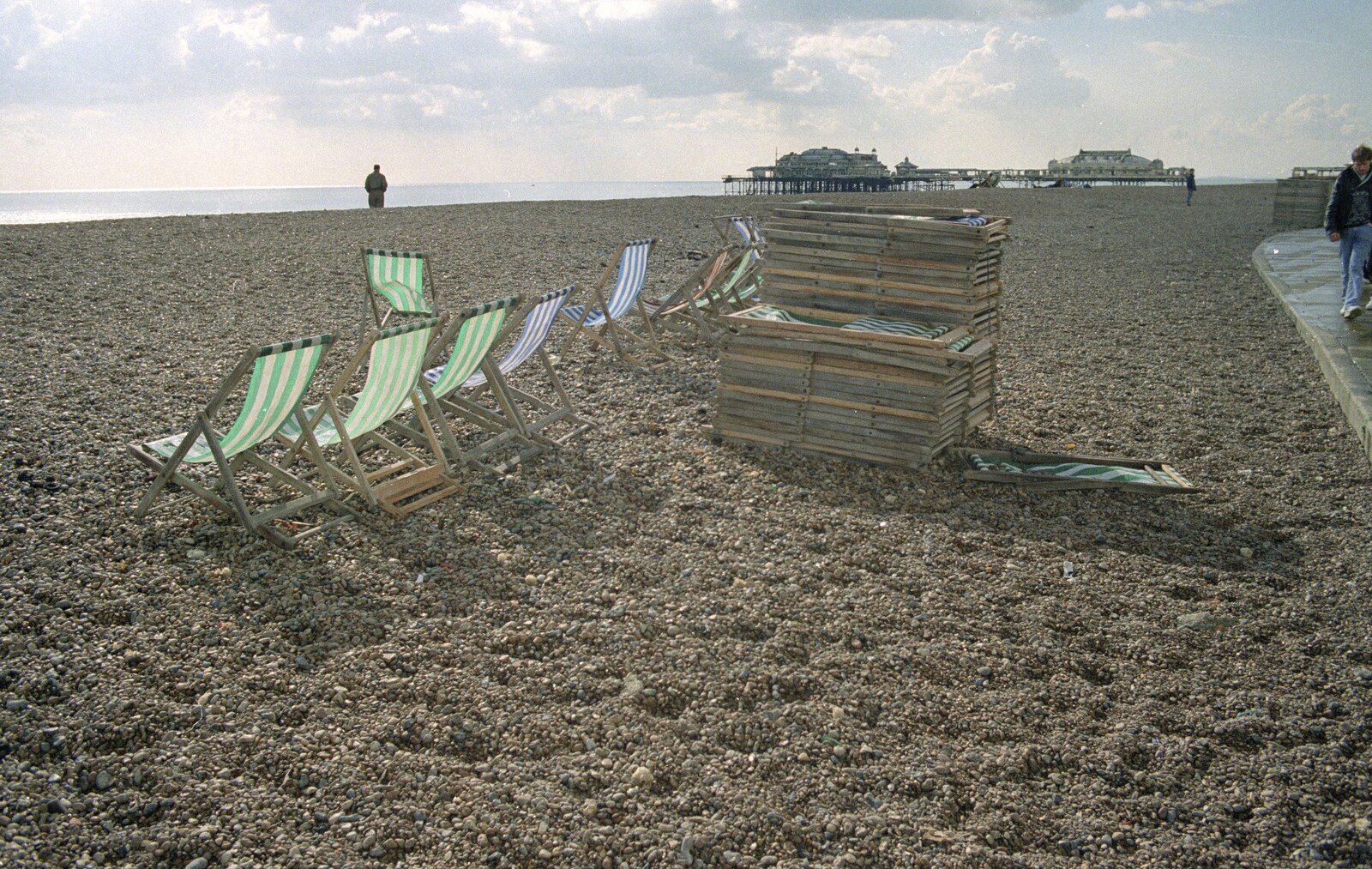 Deckchairs on the beach from Brighton Rock: Visiting Riki and John, Brighton, East Sussex - 5th March 1990