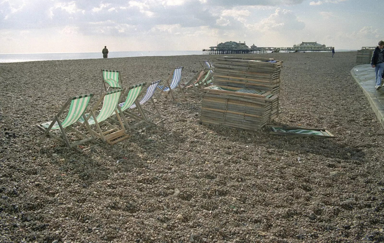 Deckchairs on the beach, from Brighton Rock: Visiting Riki and John, Brighton, East Sussex - 5th March 1990