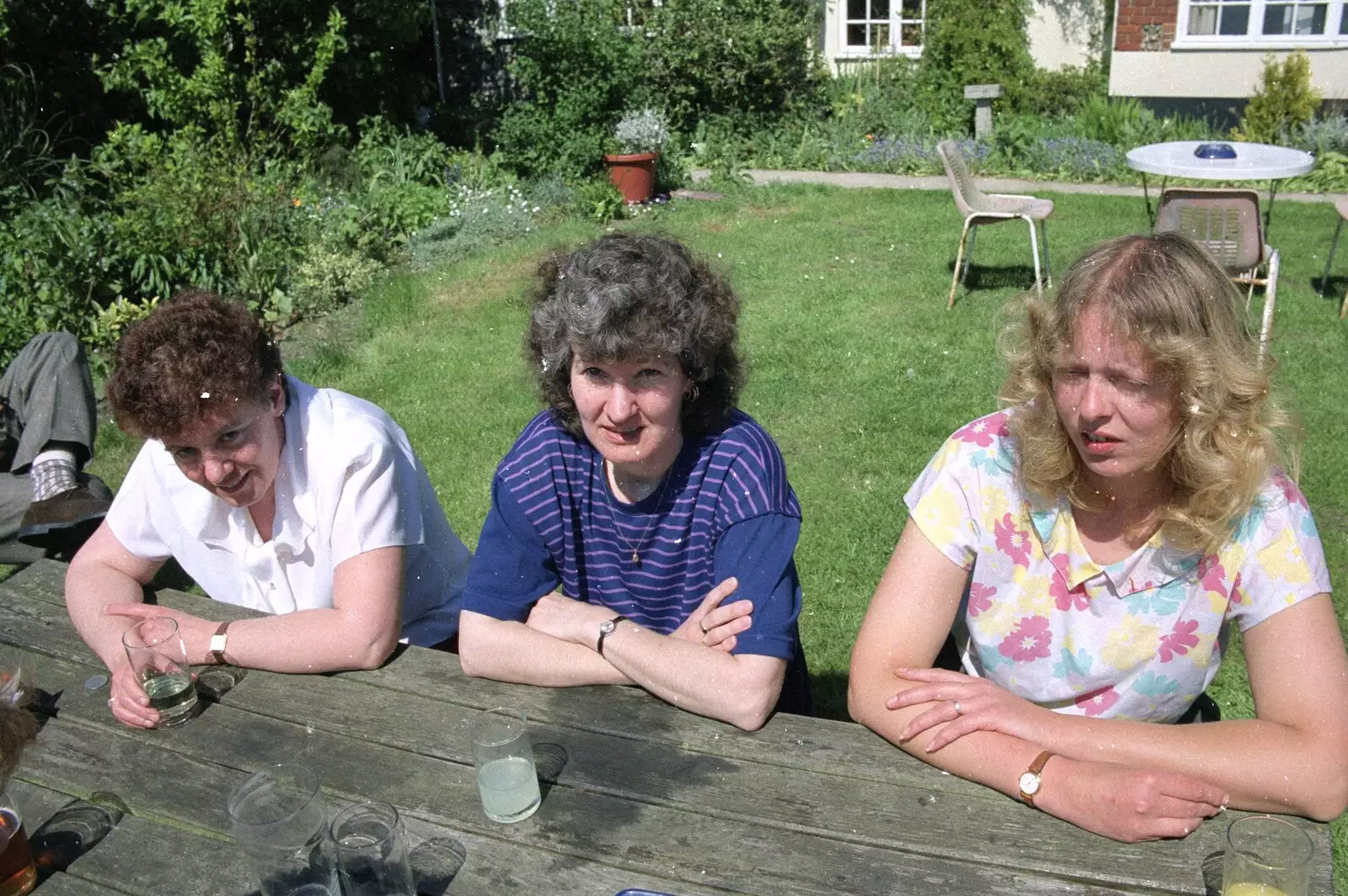 Linda, Brenda and Big Yorkshire Sue, from Kelly's Printec Birthday, Roydon, Norfolk - 2nd May 1990