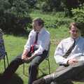 Alison, a sales dude and Simon 'Burton' Berry, Kelly's Printec Birthday, Roydon, Norfolk - 2nd May 1990