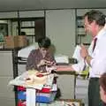 Kelly dishes out cake, Kelly's Printec Birthday, Roydon, Norfolk - 2nd May 1990