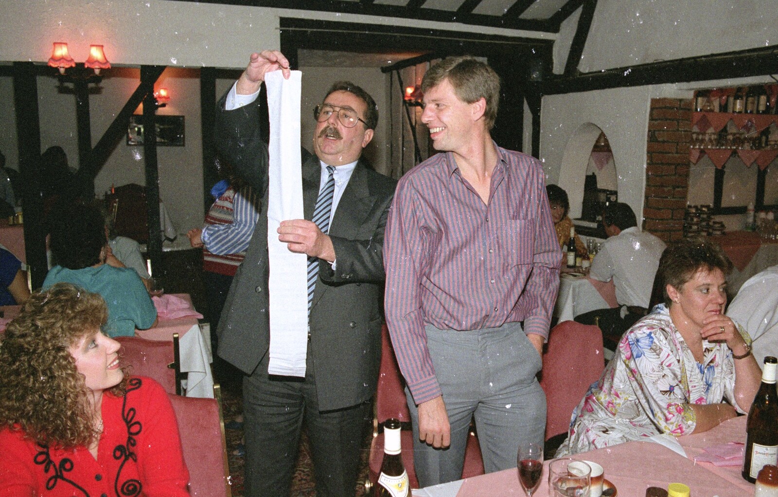 Brian Williams reads out a fake charge sheet from Printec and Steve-O's Pants, The Swan, Harleston, Norfolk - 19th May 1990