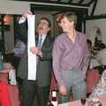 Brian Williams reads out a fake charge sheet, Printec and Steve-O's Pants, The Swan, Harleston, Norfolk - 19th May 1990