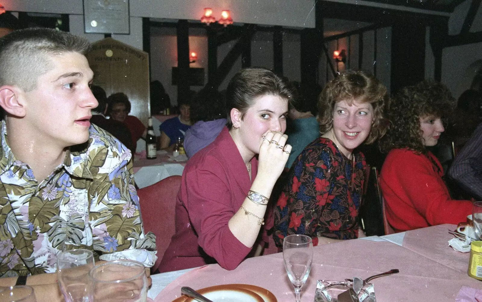 Darren, Kelly and Jackie, from Printec and Steve-O's Pants, The Swan, Harleston, Norfolk - 19th May 1990