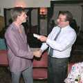 Brian hands over a birthday present, Printec and Steve-O's Pants, The Swan, Harleston, Norfolk - 19th May 1990