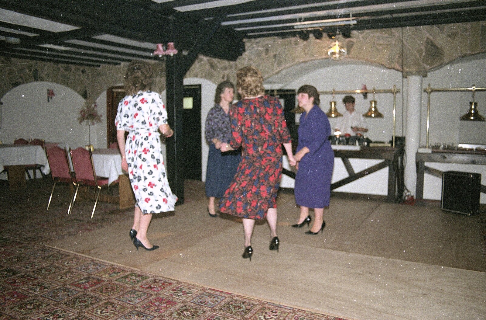 The office girls do some dancing from Printec and Steve-O's Pants, The Swan, Harleston, Norfolk - 19th May 1990