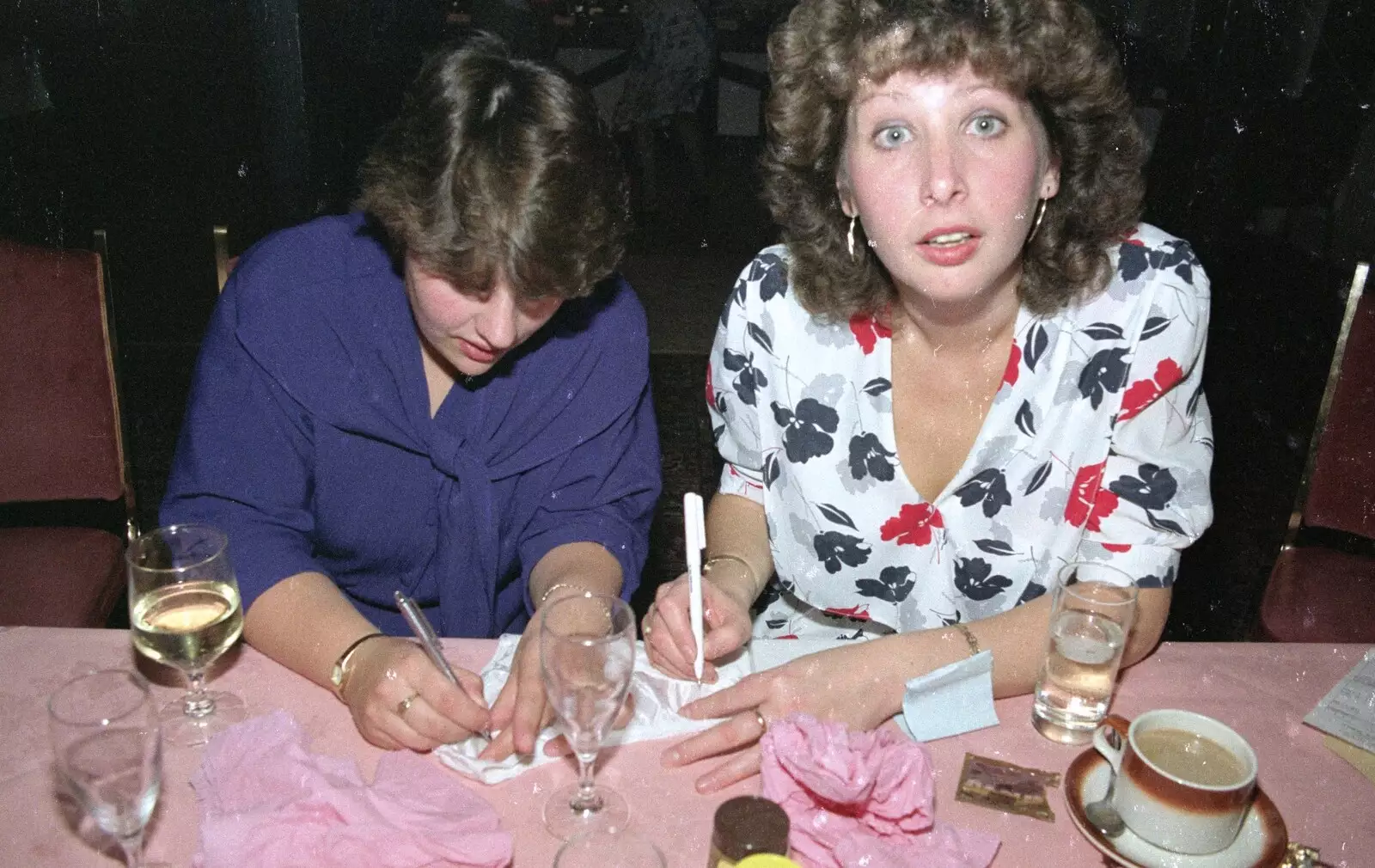 Wendy and Alison do some knicker signing, from Printec and Steve-O's Pants, The Swan, Harleston, Norfolk - 19th May 1990