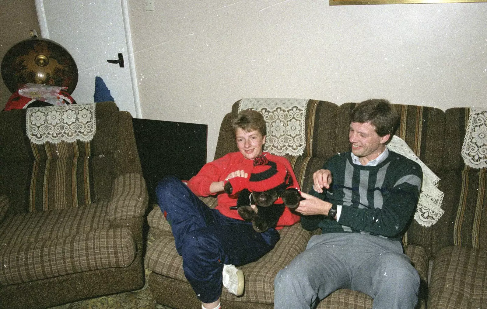 Theresa, Steve-O and a toy gorilla, from An "Above The Laundrette" Barbeque, Diss, Norfolk - 28th May 1990