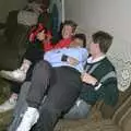 Theresa, Crispy and Steve-O in a heap, An "Above The Laundrette" Barbeque, Diss, Norfolk - 28th May 1990