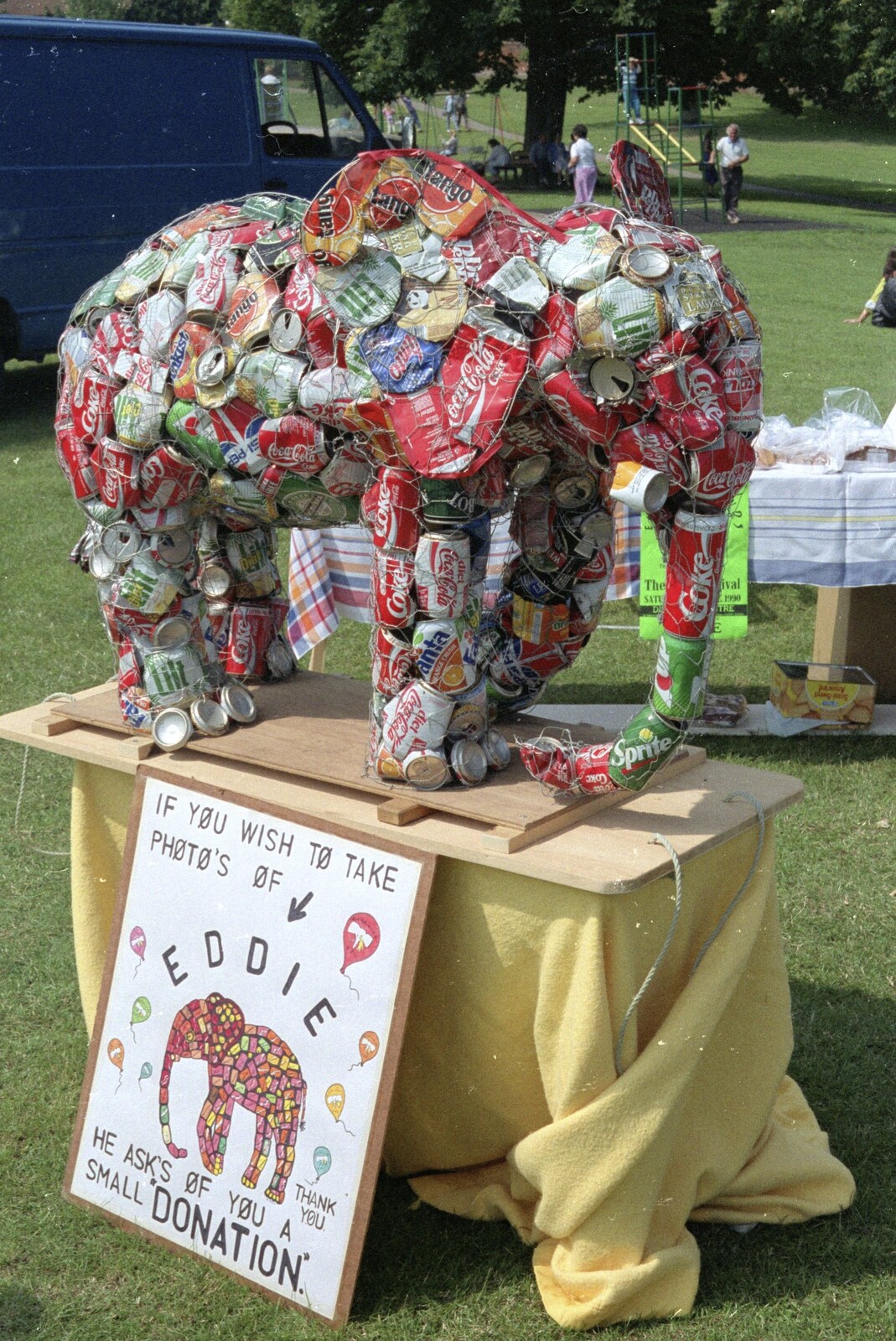 Eddie the elephant, made entirely out of cans from A Raft Race on the Mere, Diss, Norfolk - 2nd June 1990