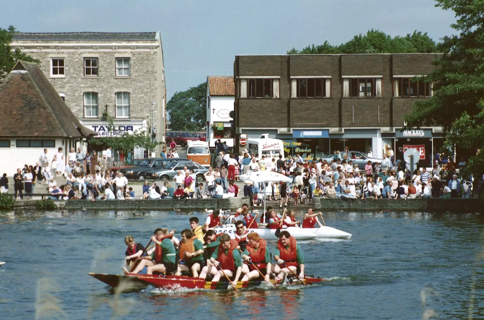 Rafts by Mere's Mouth, from A Raft Race on the Mere, Diss, Norfolk - 2nd June 1990