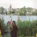 Firemen spray water over the rafters, A Raft Race on the Mere, Diss, Norfolk - 2nd June 1990