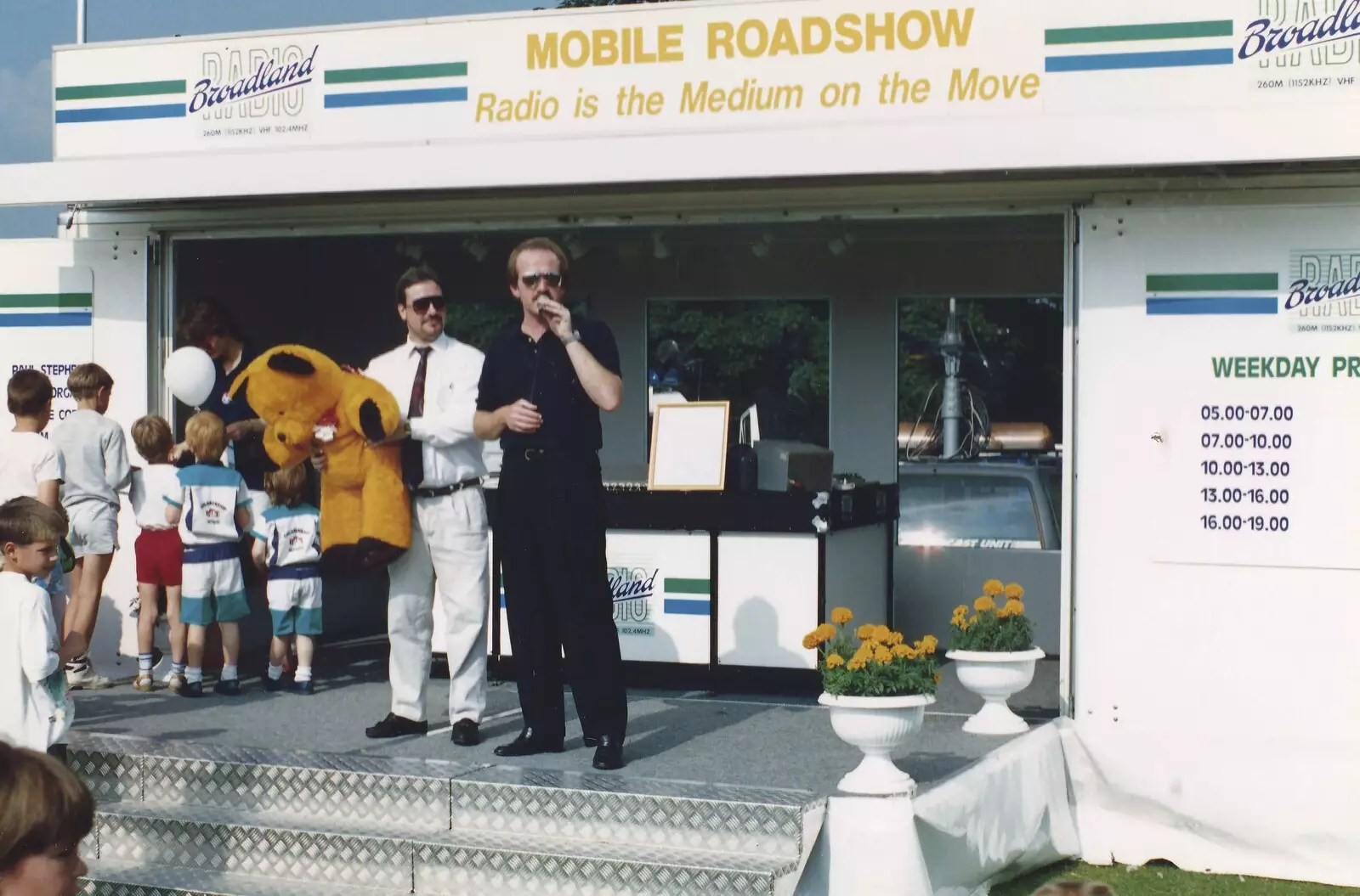 David Hoffman and Rob Chandler on Radio Broadland, from A Raft Race on the Mere, Diss, Norfolk - 2nd June 1990