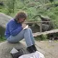 Angela writes postcards, A Trip To Huelgoat, Brittany, France - 11th June 1990