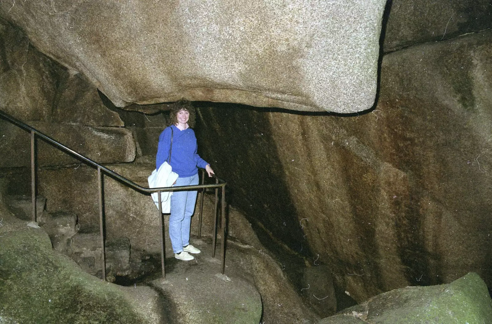 Angela in a cave, from A Trip To Huelgoat, Brittany, France - 11th June 1990