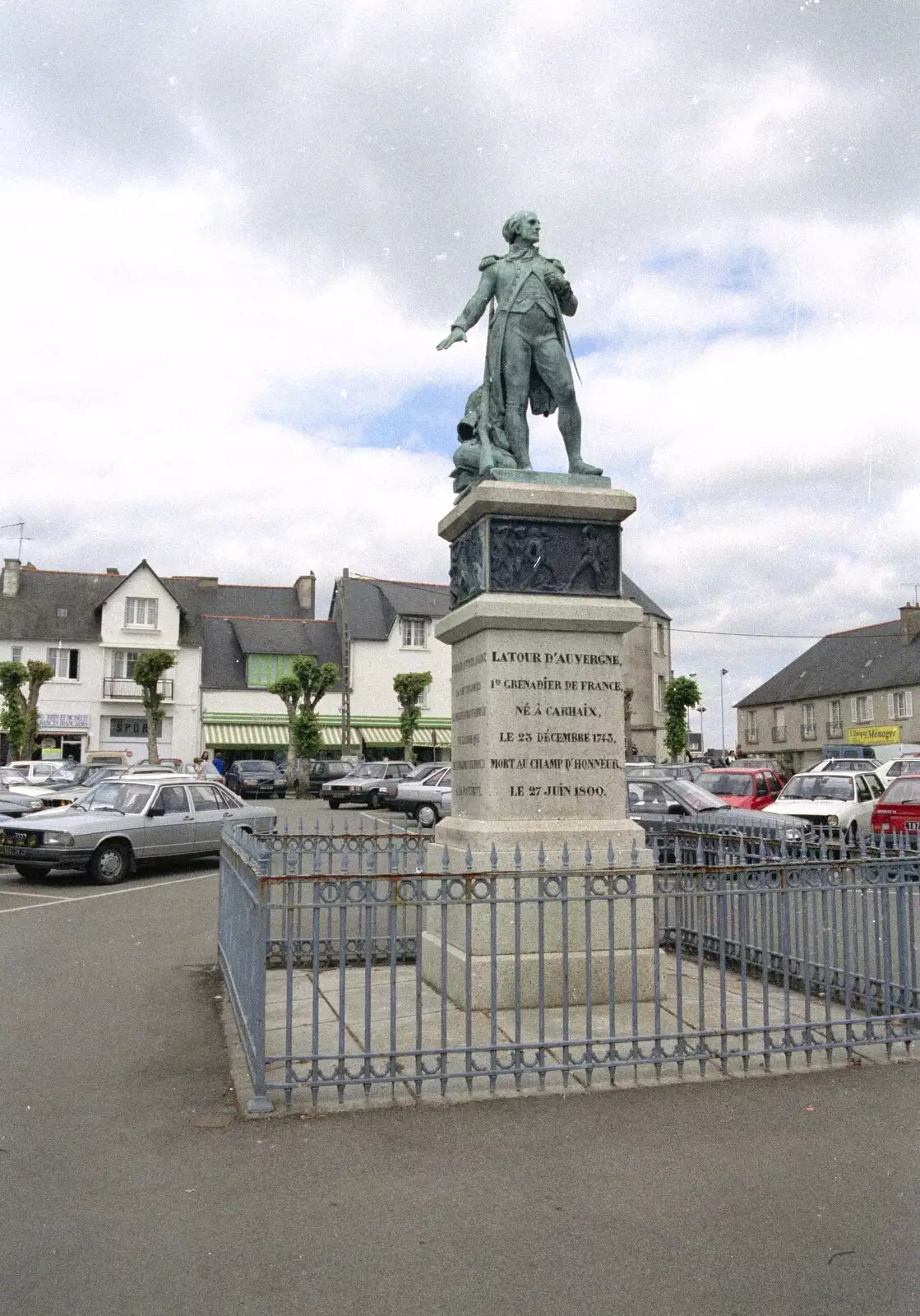 The statue of Latour d'Auvergne in Carhaix., from A Trip To Huelgoat, Brittany, France - 11th June 1990