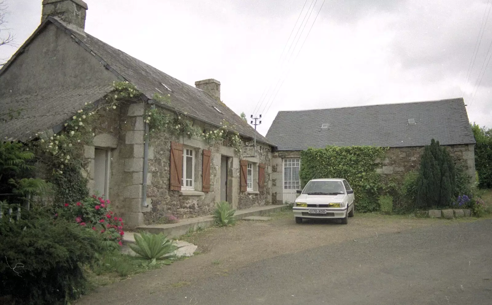 Angela's car, with yellow stickers on the headlights, from A Trip To Huelgoat, Brittany, France - 11th June 1990