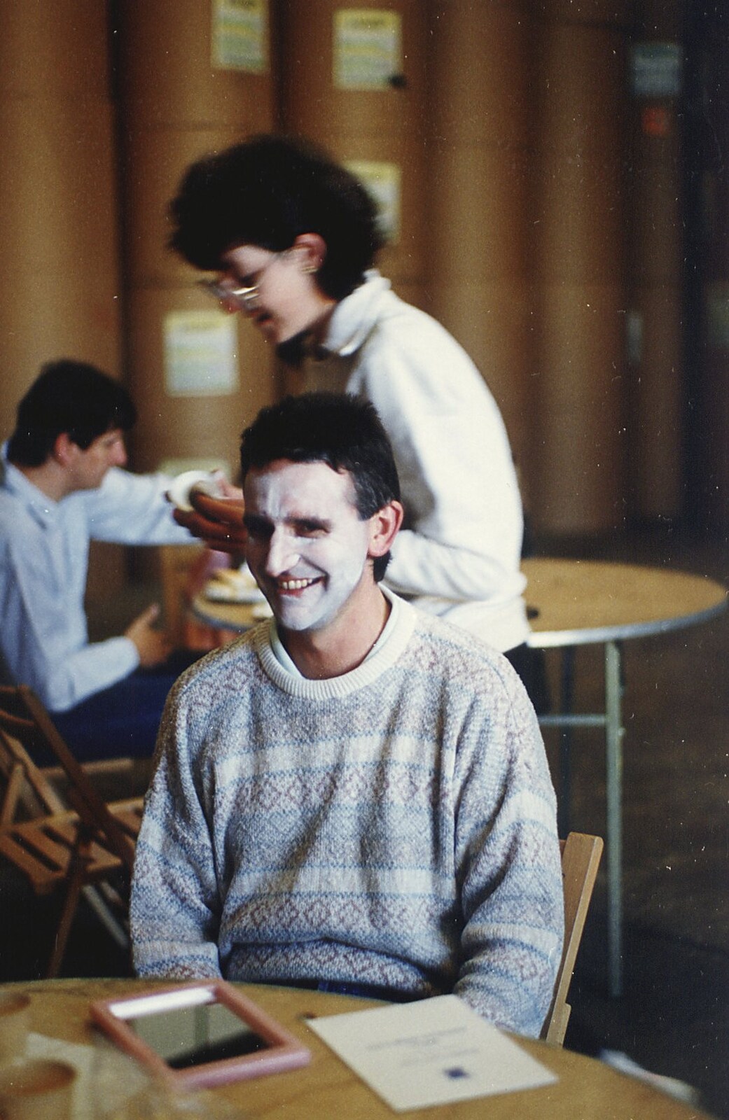 BPCC Anglia Web Open Day, Diss, Norfolk - 23rd June 1990: One of the factory dudes gets face-painted in the paper warehouse