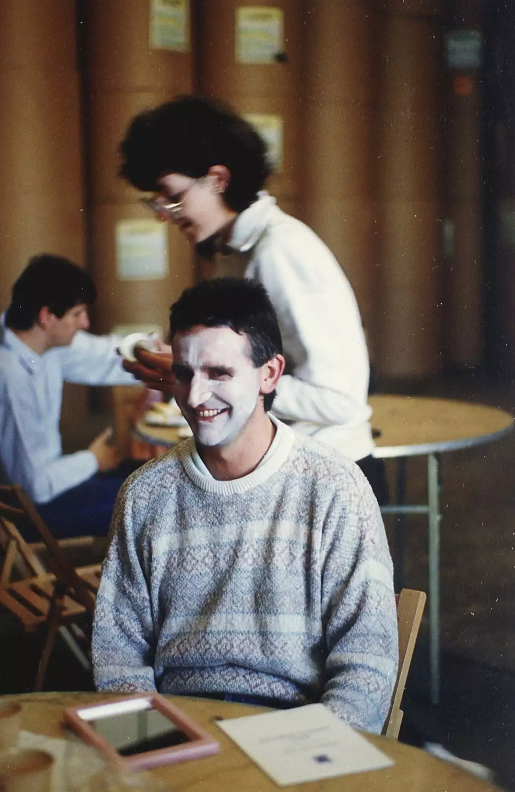 There's face painting in the paper warehouse, from BPCC Anglia Web Open Day, Diss, Norfolk - 23rd June 1990