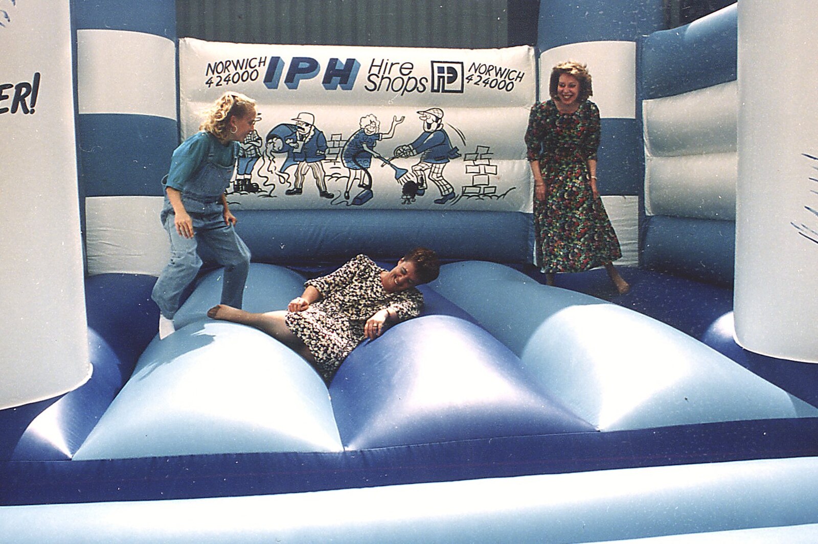 BPCC Anglia Web Open Day, Diss, Norfolk - 23rd June 1990: Linda and Jackie bounce around like loons