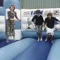 Jackie, Brenda and Pam leap about, BPCC Anglia Web Open Day, Diss, Norfolk - 23rd June 1990