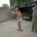 Mike lobs a ball, Petanque At The Willows, Bransgore, Dorset - 10th July 1990