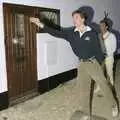 Sean's boule passes the front door, Petanque At The Willows, Bransgore, Dorset - 10th July 1990