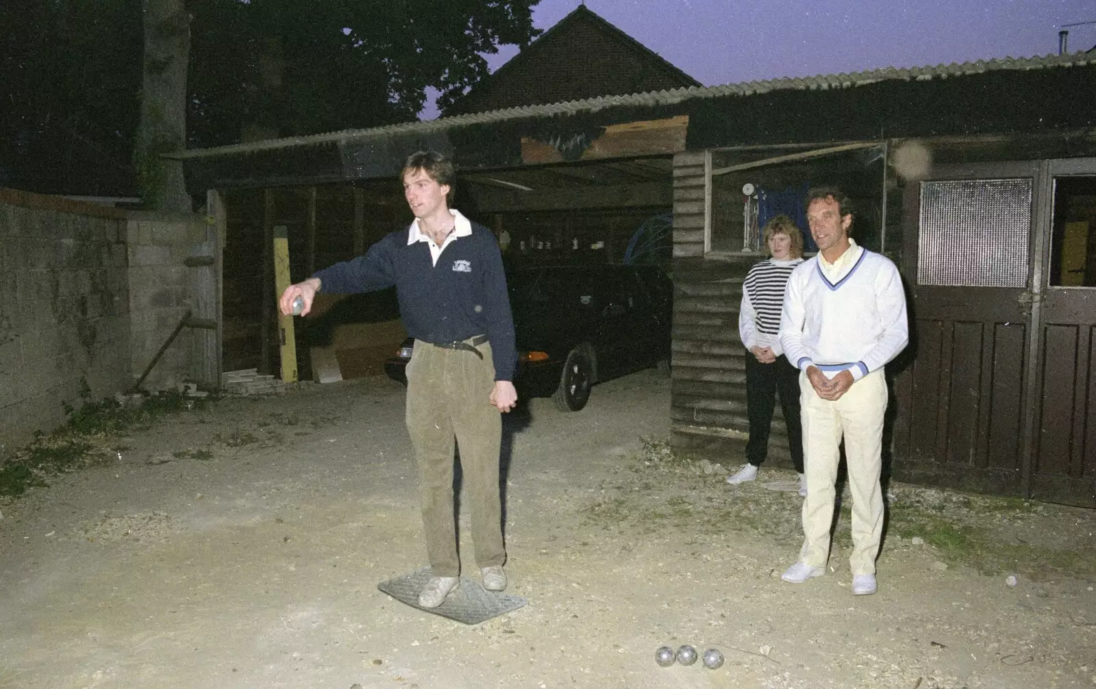 Sean, Maria and Mike, from Petanque At The Willows, Bransgore, Dorset - 10th July 1990