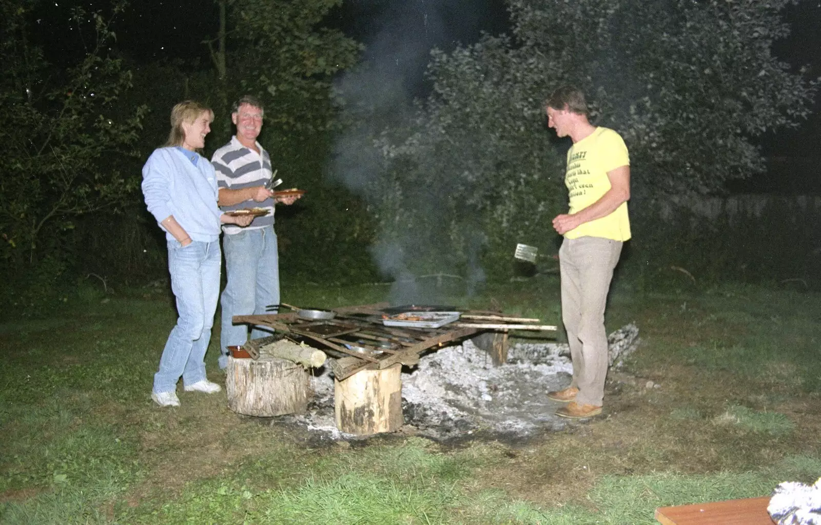 Bernie waits with an empty plate, from Sue's Fire Dance, Stuston, Suffolk - 21st July 1990