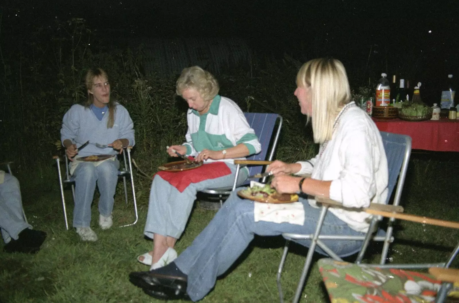 Nighttime barbeque, from Sue's Fire Dance, Stuston, Suffolk - 21st July 1990