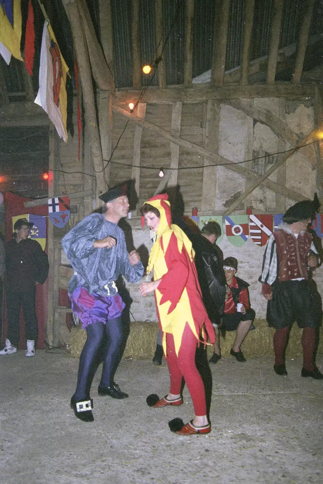 Jesters dancing, from A Mediaeval Birthday Party, Starston, Norfolk - 27th July 1990