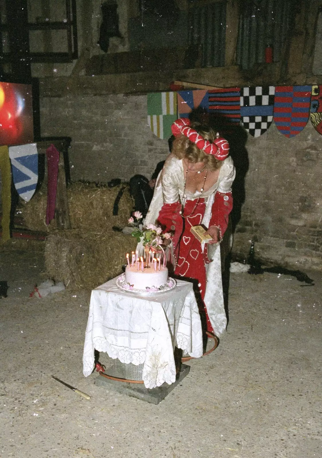 Elteb lights candles, from A Mediaeval Birthday Party, Starston, Norfolk - 27th July 1990