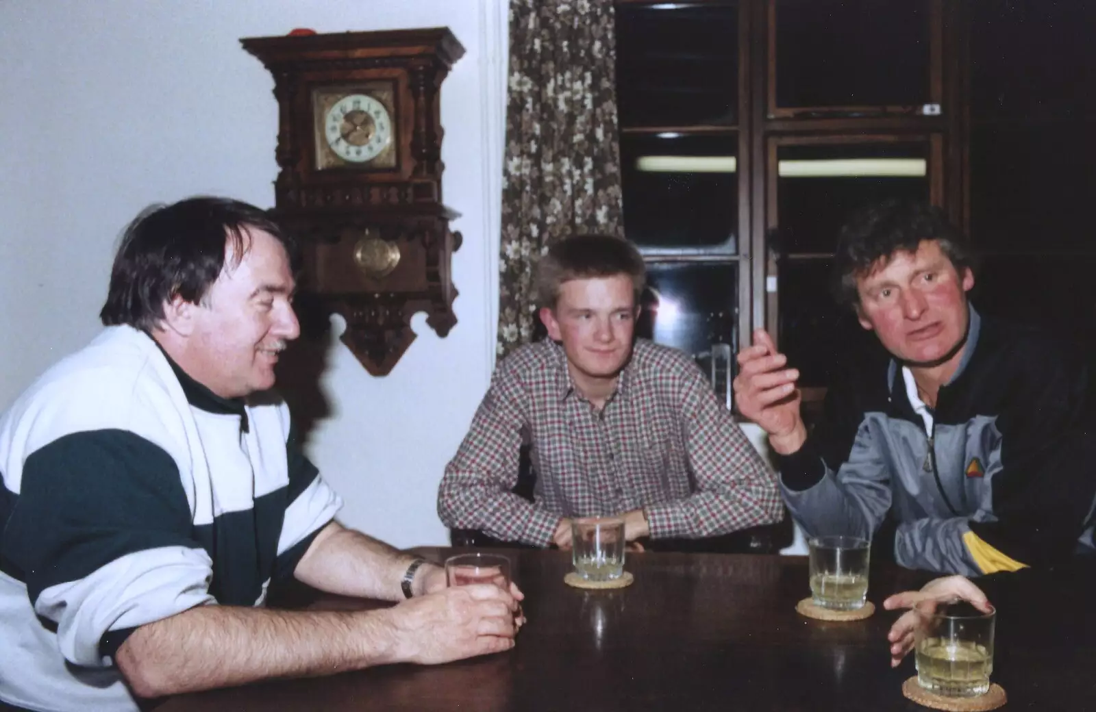 Corky, Nosher and Geoff, and cider, from A Mediaeval Birthday Party, Starston, Norfolk - 27th July 1990