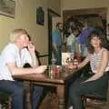 Alan and Rachel have a fag, Stuston Sewerage and Kate's Printec Birthday, Scole Inn, Norfolk and Suffolk - 2nd August 1990