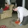 Hamish clears up some sort of spillage, Liz's Party, Abergavenny, Monmouthshire, Wales - 4th August 1990