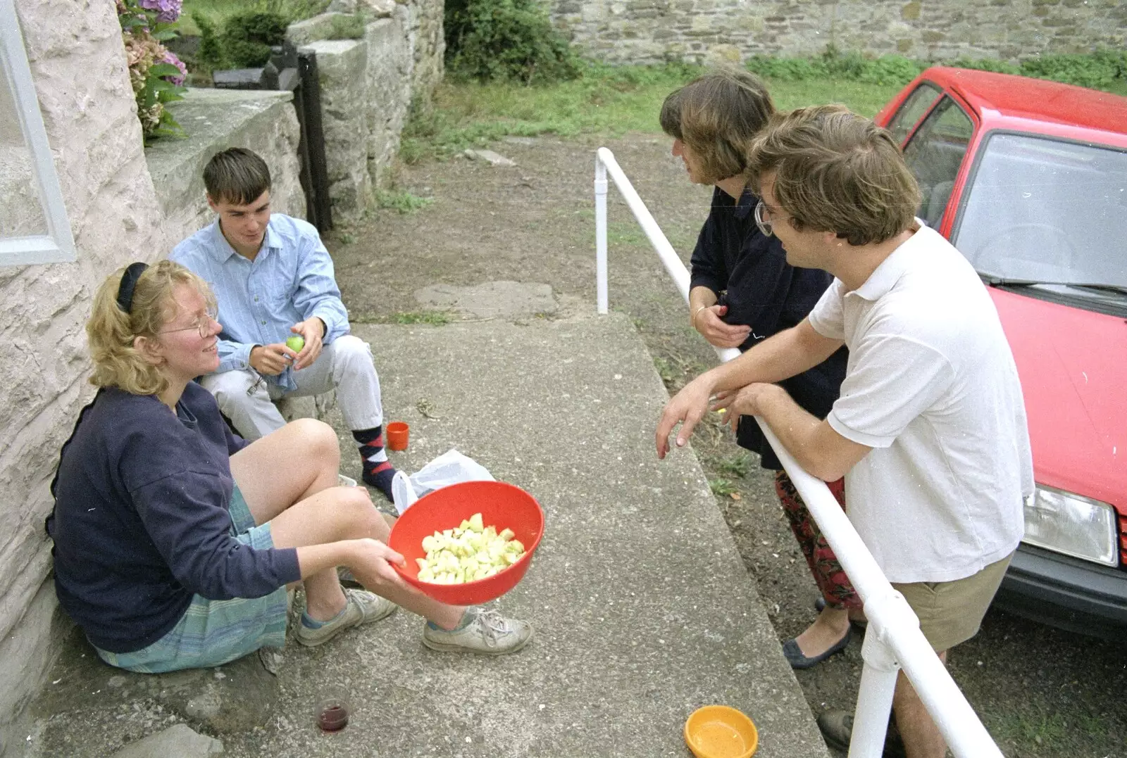 A bowl of chopped apple, from Liz's Party, Abergavenny, Monmouthshire, Wales - 4th August 1990