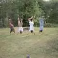 Four hand-standers in a row, Liz's Party, Abergavenny, Monmouthshire, Wales - 4th August 1990