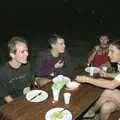 Dinner on a bench, Liz's Party, Abergavenny, Monmouthshire, Wales - 4th August 1990