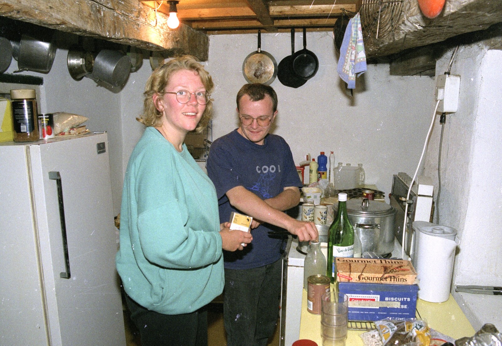 Liz's Party, Abergavenny, Monmouthshire, Wales - 4th August 1990: Liz and Hamish in the scullery