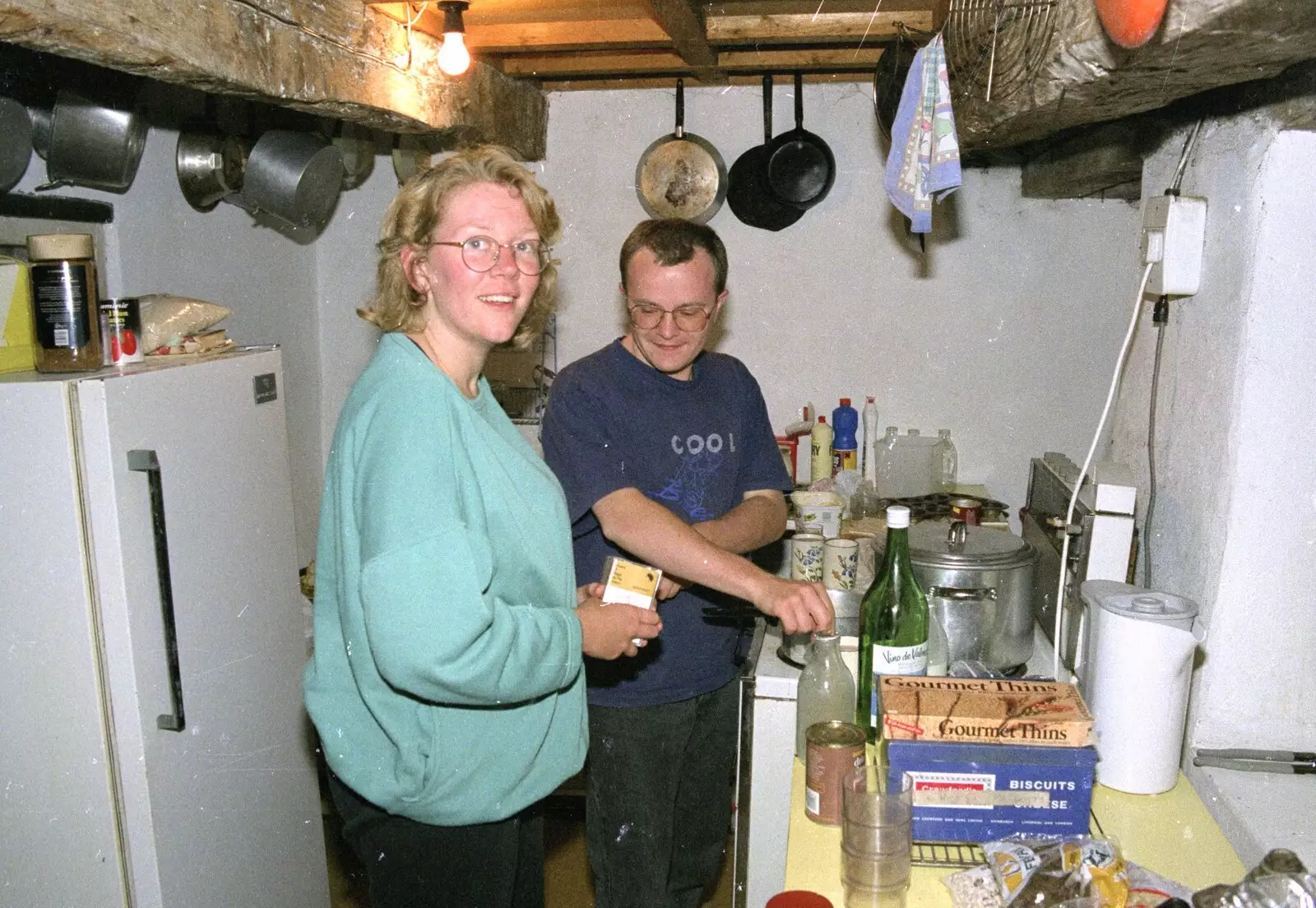 Liz and Hamish in the scullery, from Liz's Party, Abergavenny, Monmouthshire, Wales - 4th August 1990