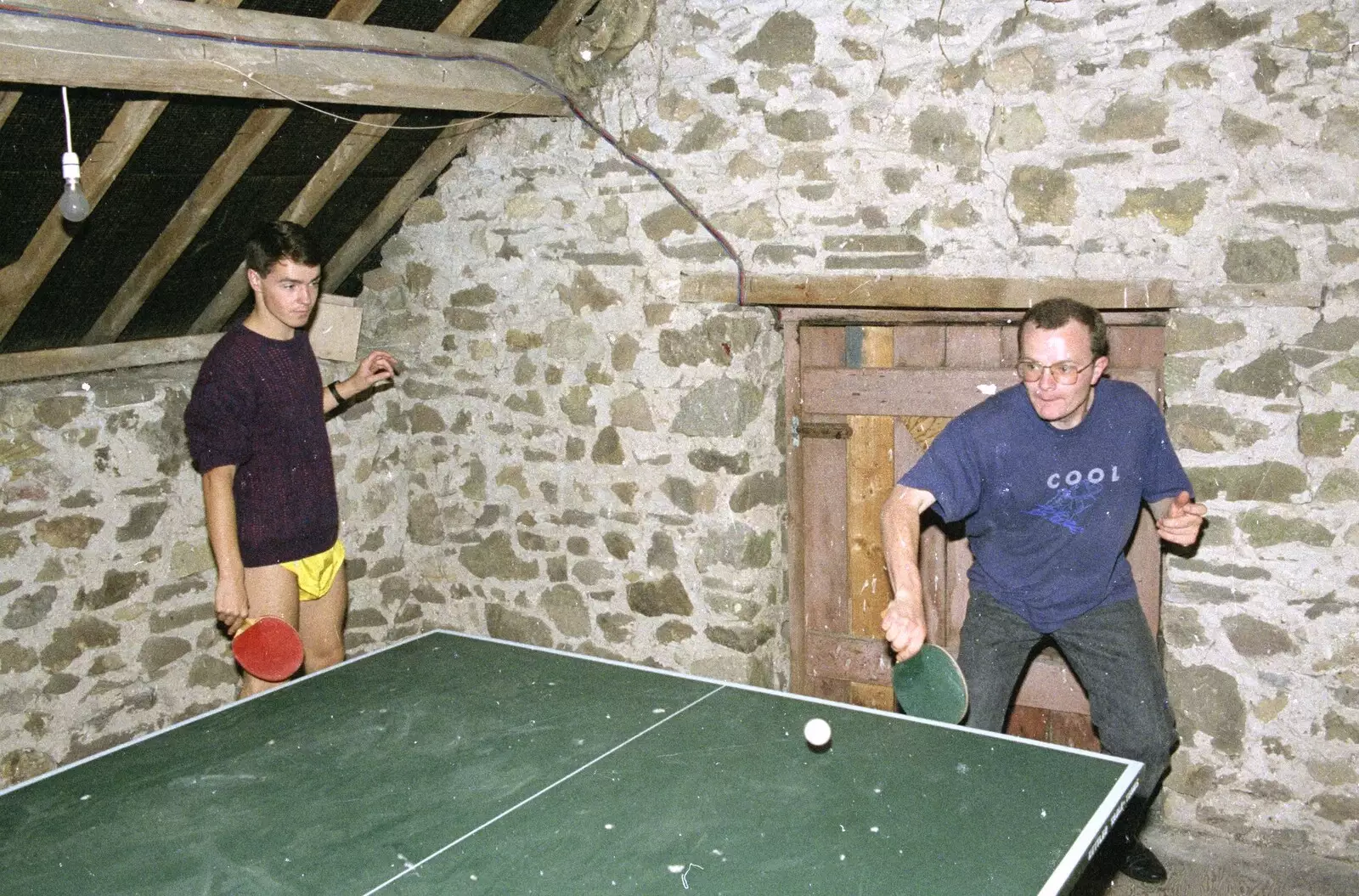 Hamish plays ping pong, from Liz's Party, Abergavenny, Monmouthshire, Wales - 4th August 1990