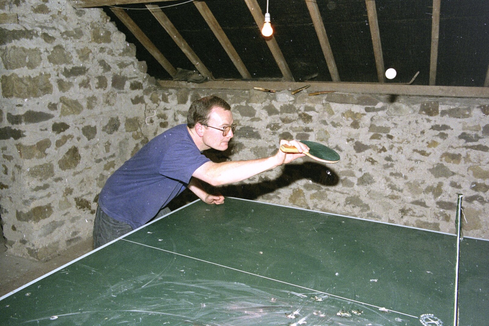 Liz's Party, Abergavenny, Monmouthshire, Wales - 4th August 1990: Hamish looks serious about his ping pong