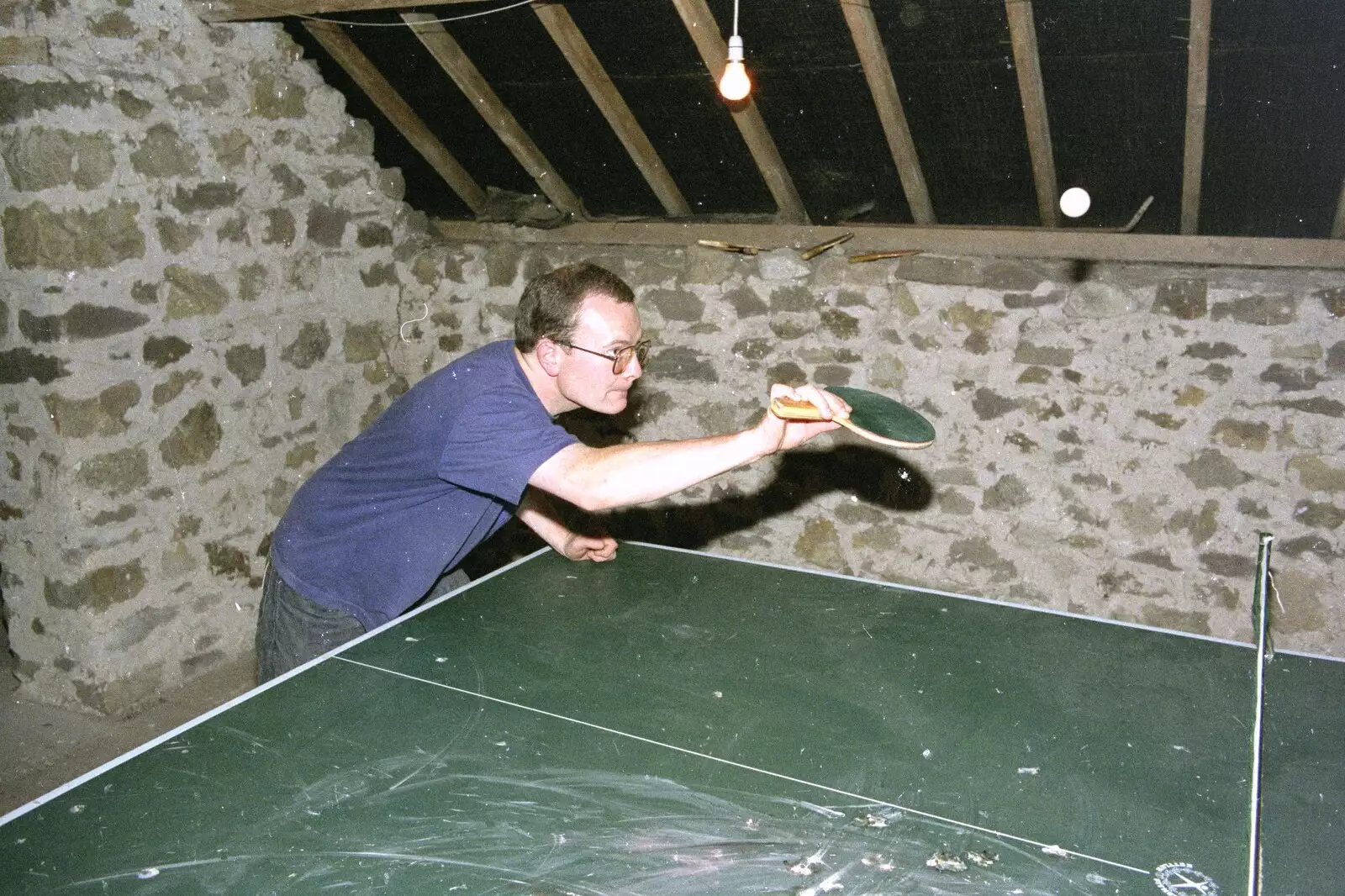 Hamish looks serious about his ping pong, from Liz's Party, Abergavenny, Monmouthshire, Wales - 4th August 1990