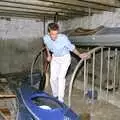 Nosher pokes around in the canoe shed, Liz's Party, Abergavenny, Monmouthshire, Wales - 4th August 1990