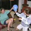 Liz and Phil mess around with balloons, Liz's Party, Abergavenny, Monmouthshire, Wales - 4th August 1990